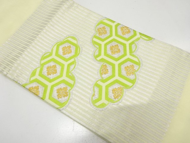 JAPANESE NAGOYA OBI / WOVEN KIKKO WITH FLOWER